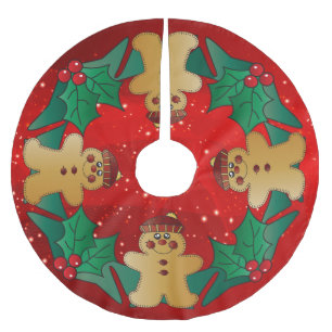 Jupon De Sapin En Polyester Brossé Fêtes de Noël de pain d'épices