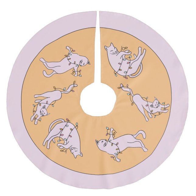 Jupon De Sapin En Polyester Brossé Feu de Noël rose (Devant)