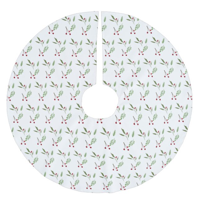 Jupon De Sapin En Polyester Brossé Feuillage Moderne de Noël aux Baies Botaniques  (Devant)