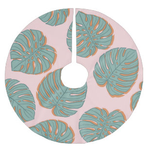 Jupon De Sapin En Polyester Brossé Feuille de Monstera : Motif Vintage tropical