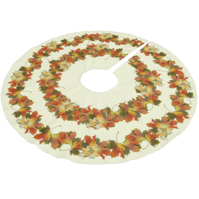 Jupon De Sapin En Polyester Brossé Feuilles d'automne Action de grâce (Angle)