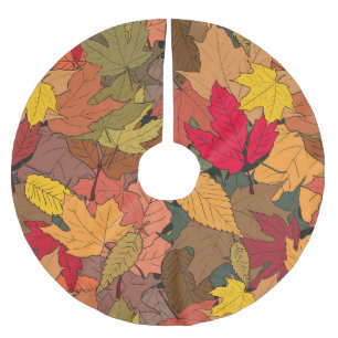 Jupon De Sapin En Polyester Brossé Feuilles d'automne colorées