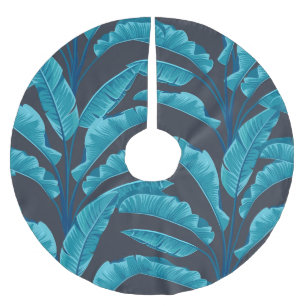 Jupon De Sapin En Polyester Brossé Feuilles de bananes : Motif tropical Vintage.