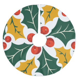 Jupon De Sapin En Polyester Brossé Feuilles de houx Rétro-Moderne Grande-Impression