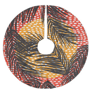 Jupon De Sapin En Polyester Brossé Feuilles de palmier noir, traits sans soudure