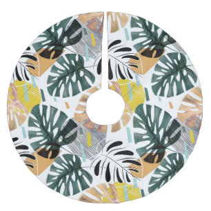 Jupon De Sapin En Polyester Brossé Feuilles de palmiers tropicaux : éléments décorati