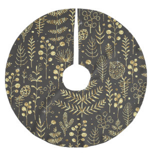 Jupon De Sapin En Polyester Brossé Feuilles de vacances : Motif de pin Vintage