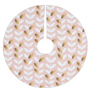 Jupon De Sapin En Polyester Brossé Feuilles d'or élégantes : Rosy Vintage.