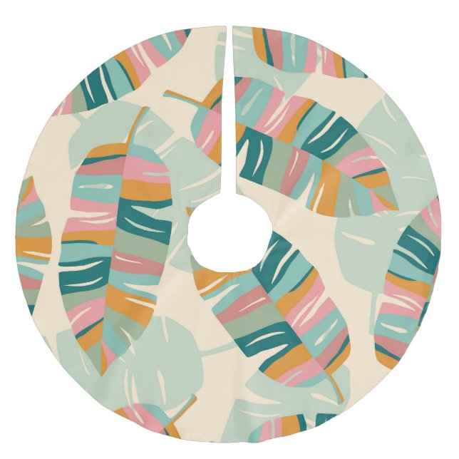 Jupon De Sapin En Polyester Brossé Feuilles tropicaux Abstraits : Moderne sans coutur (Devant)