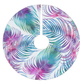 Jupon De Sapin En Polyester Brossé Feuilles tropicaux de palmiers, aquarelle motifs f