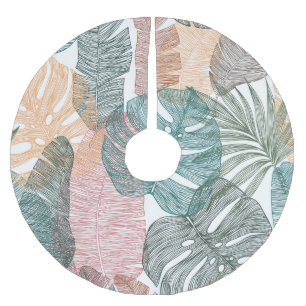 Jupon De Sapin En Polyester Brossé Feuilles tropicaux : motif vintage à main.