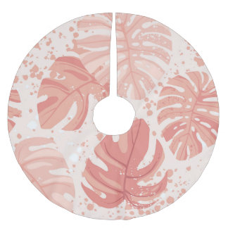 Jupon De Sapin En Polyester Brossé Feuilles tropicaux : motif vintage à main.