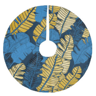 Jupon De Sapin En Polyester Brossé Feuilles tropicaux tirés à la main : sans couture