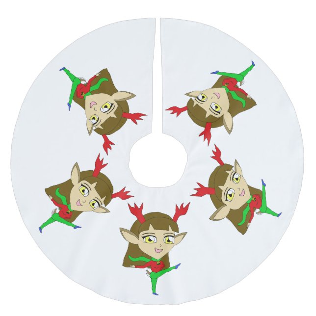 Jupon De Sapin En Polyester Brossé fille chibi de renne dansant (Devant)