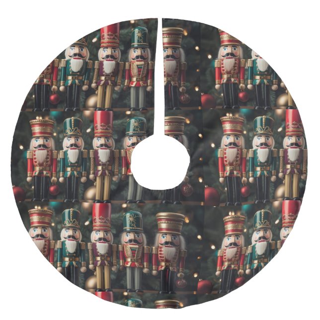 Jupon De Sapin En Polyester Brossé Five festive Christmas nutcrackers  (Devant)