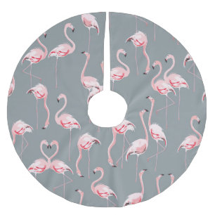 Jupon De Sapin En Polyester Brossé Flamant rose Grey : Vintage Motif sans couture.
