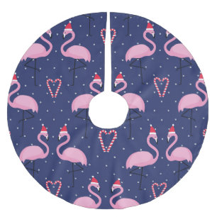 Jupon De Sapin En Polyester Brossé Flamant rose Noël Casquette Candy Motif