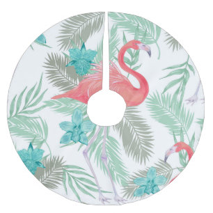 Jupon De Sapin En Polyester Brossé Flamant rose, orchidée : motif vintage romantique.