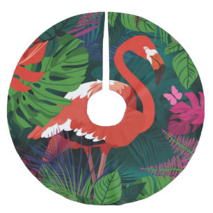 Jupon De Sapin En Polyester Brossé Flamant rose rose : Harmonie des papillons tropica