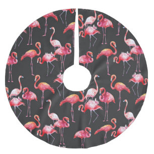 Jupon De Sapin En Polyester Brossé Flamant rose rose : Motif d'aquarelle tropicale.