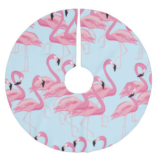 Jupon De Sapin En Polyester Brossé Flamant rose : Tropical Vintage Print