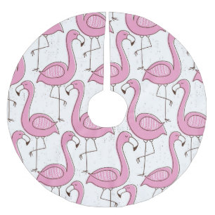 Jupon De Sapin En Polyester Brossé Flamants exotiques, design vintage sans soudure.
