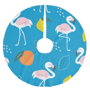 Jupon De Sapin En Polyester Brossé Flamants roses, fruits tropicaux abstraits, patter