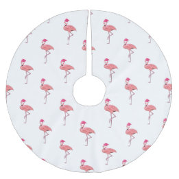 Jupon De Sapin En Polyester Brossé Flamants roses Noël Père Noël Motif