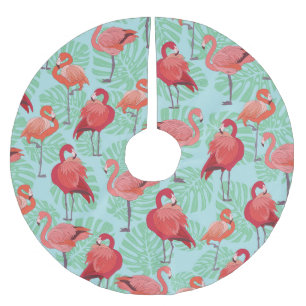 Jupon De Sapin En Polyester Brossé Flamants roses roses : Exotic Seamless Motif.