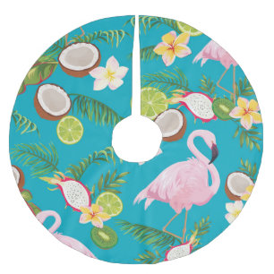 Jupon De Sapin En Polyester Brossé Flamants roses roses : Tropical Seamless Motif