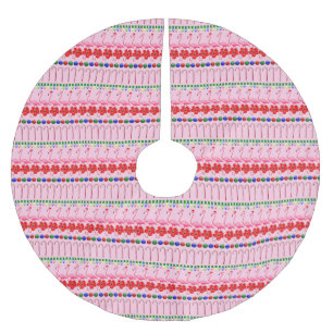 Jupon De Sapin En Polyester Brossé Flamants roses roses tropicaux de Noël moches sur