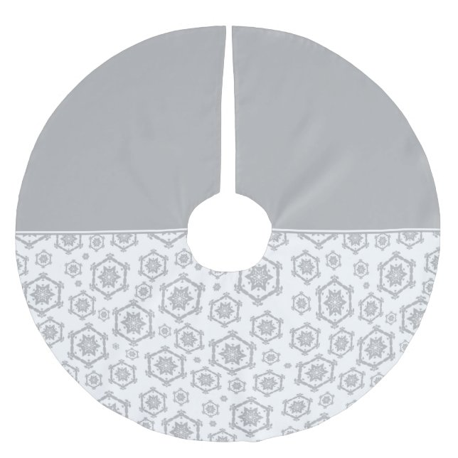 Jupon De Sapin En Polyester Brossé Flambeau de neige Motif Élégant gris Noël (Devant)