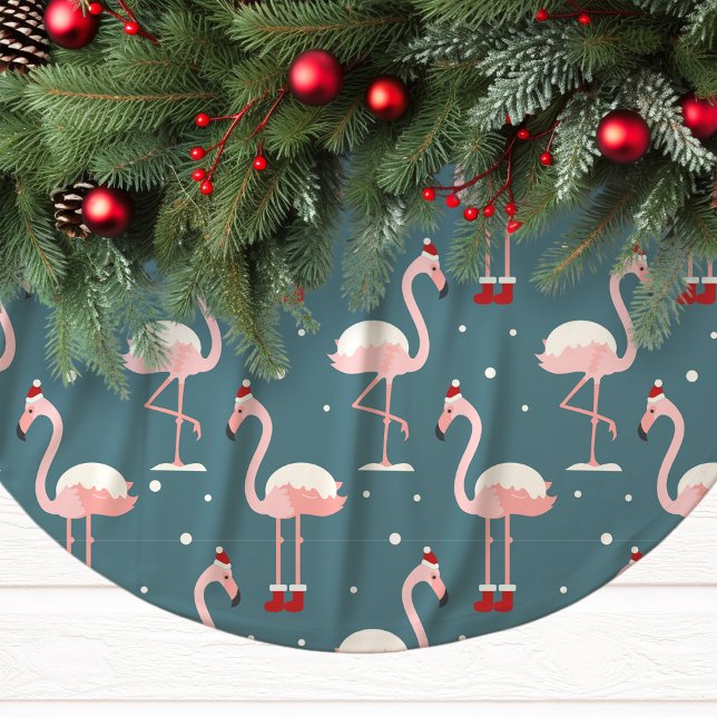 Jupon De Sapin En Polyester Brossé Flamingo Noël Tropical (Créateur téléchargé)