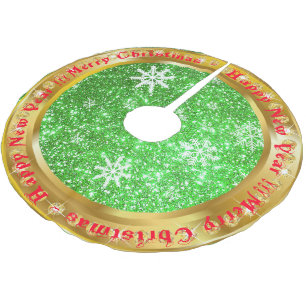 Jupon De Sapin En Polyester Brossé Flèche de neige populaire Gold Parties scintillant