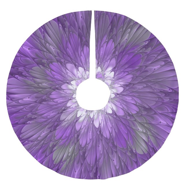 Jupon De Sapin En Polyester Brossé Fleur abstraite violette psychédélique Art fractal (Devant)