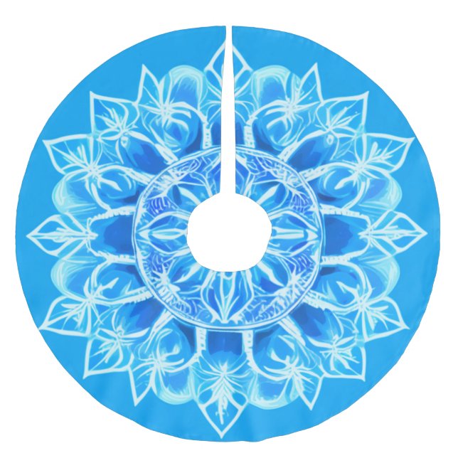 Jupon De Sapin En Polyester Brossé Fleur Batik Mandala en Turquoise (Devant)