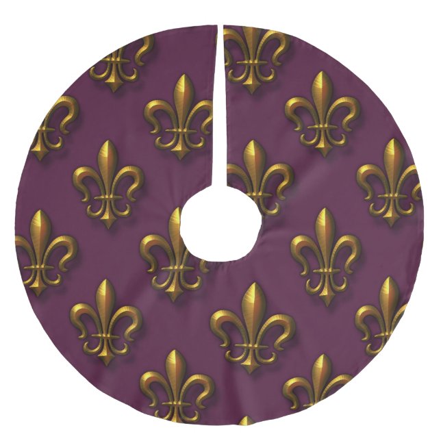 Jupon De Sapin En Polyester Brossé Fleur De Lis Pattern (Devant)