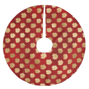 Jupon De Sapin En Polyester Brossé Fleur de Poinsettia d'hiver en papier métallisé ro