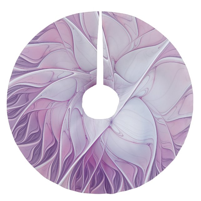 Jupon De Sapin En Polyester Brossé Fleur étoile rose Art fractal abstrait moderne (Devant)