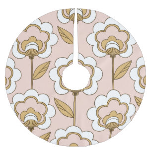 Jupon De Sapin En Polyester Brossé Fleur rétro : motif vintage sans soudure.