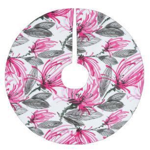 Jupon De Sapin En Polyester Brossé Fleur rouge orientale : Motif d'aquarelle.
