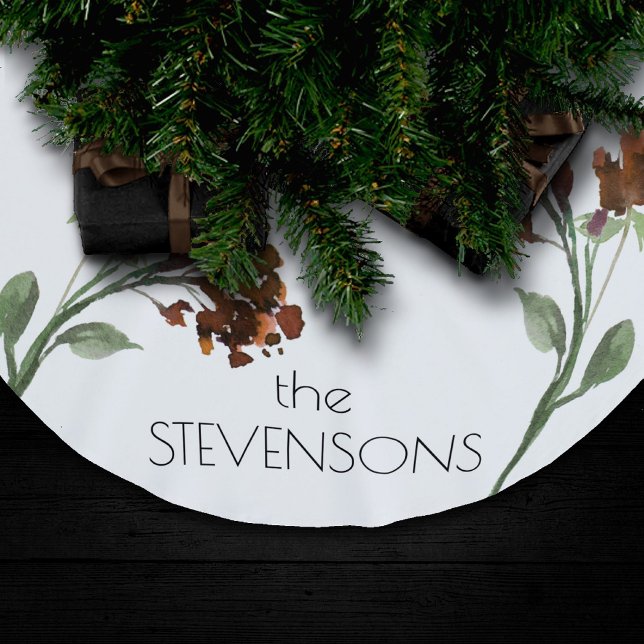 Jupon De Sapin En Polyester Brossé Fleur sauvage | Terracotta Orange Bohemian Custom (Créateur téléchargé)