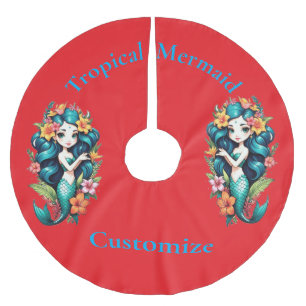 Jupon De Sapin En Polyester Brossé Fleur tropicale Sirène Thunder_Cove