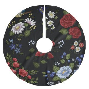 Jupon De Sapin En Polyester Brossé Fleurs