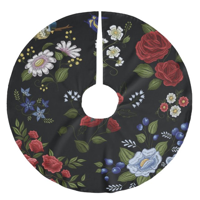 Jupon De Sapin En Polyester Brossé Fleurs (Devant)