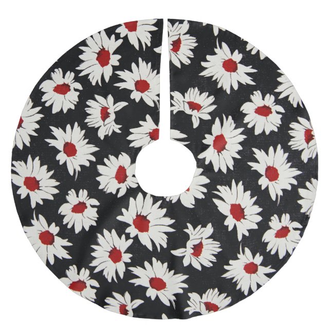 Jupon De Sapin En Polyester Brossé Fleurs Abstraites, motif d'aquarelle d'art. (Devant)