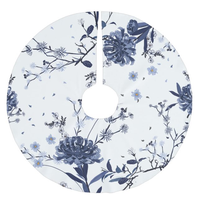 Jupon De Sapin En Polyester Brossé Fleurs bleues (Devant)
