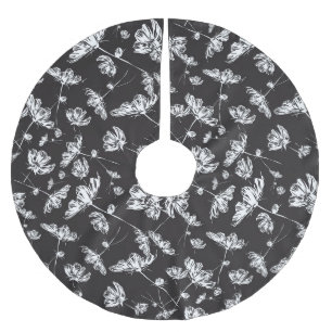 Jupon De Sapin En Polyester Brossé Fleurs cosmos blanches : motif isolé.