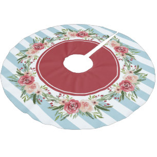 Jupon De Sapin En Polyester Brossé Fleurs d'aquarelle modernes Noël