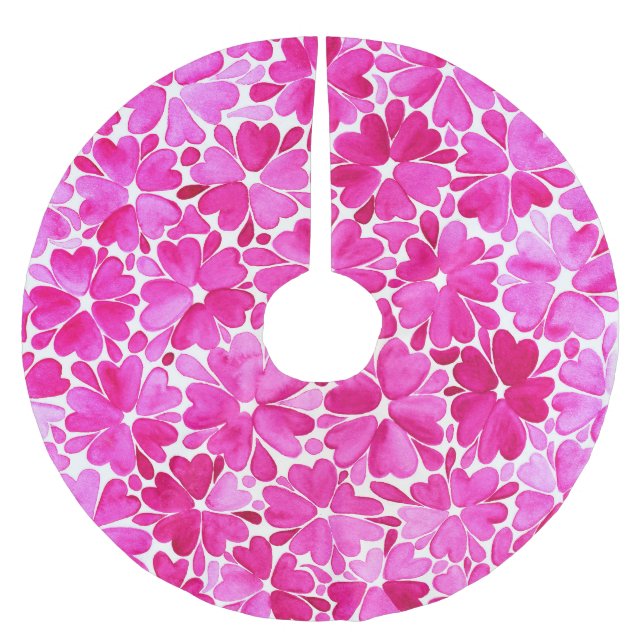 Jupon De Sapin En Polyester Brossé Fleurs d'aquarelle rose délicates (Devant)